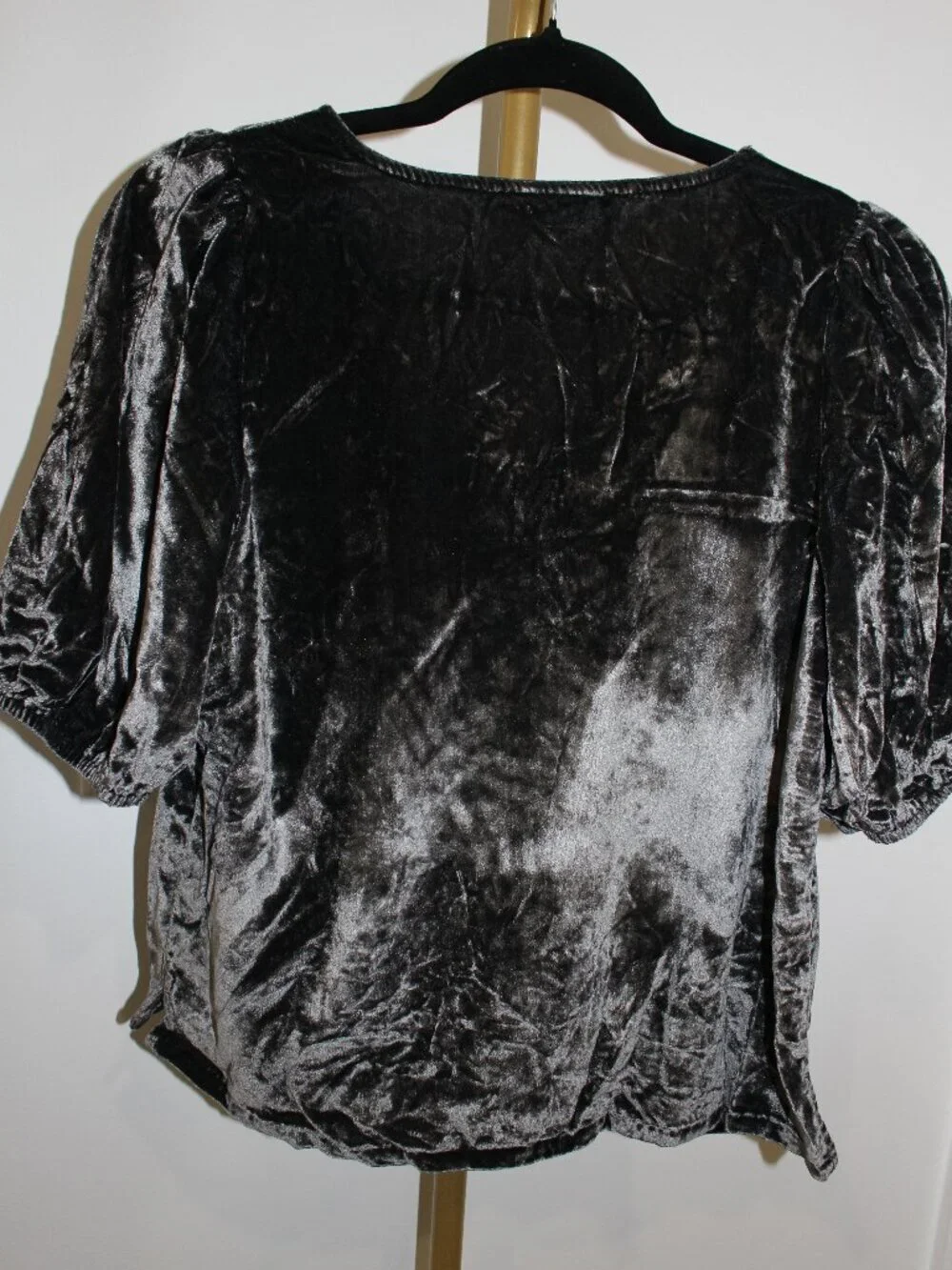 Women's Loft Velvet Grey Puff Sleeved Top, Size XS
